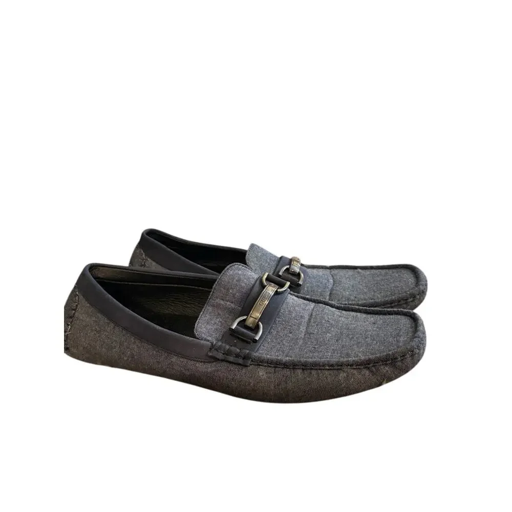 Guess Gray Denim Slip-On Horsebit Loafers Dress Shoes Men's Size 9.5 Med